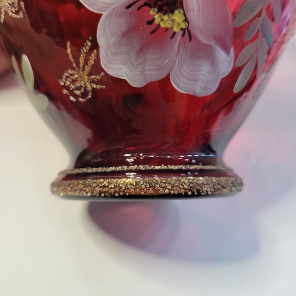 BILL FENTON LEGACY COLLECTION 95TH YEAR HAND PAINTED SIGNED CRANBERRY BASKET - Picture 7 of 12